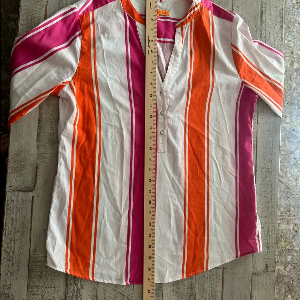 Vilagallo Pink & Orange Striped V-Neck Tunic - Picture 5 of 6